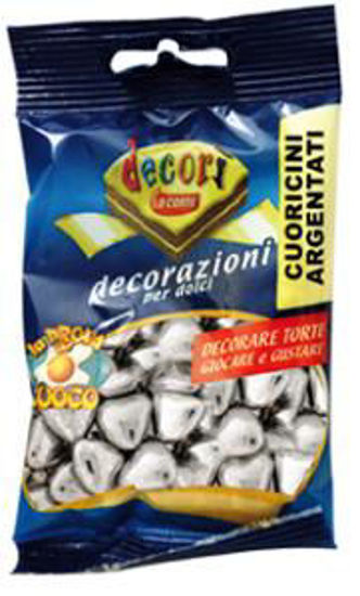 Immagine di DECORI' CUORICINI ARGENTATI AL CIOCCOLATO GR.40