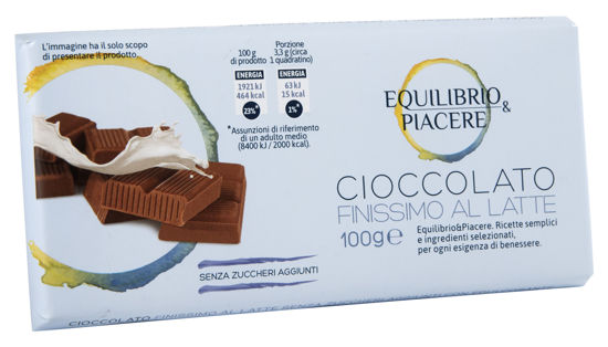 Immagine di EQUILIBRIO E PIACERE CIOCCOLATO LATTE SENZA ZUCCHERO GR.100