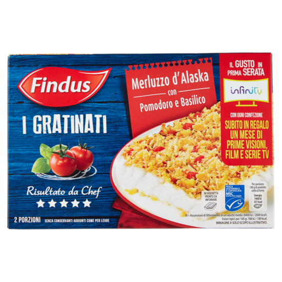 Immagine di FINDUS FILETTO MERLUZZO GRATINATO G.380