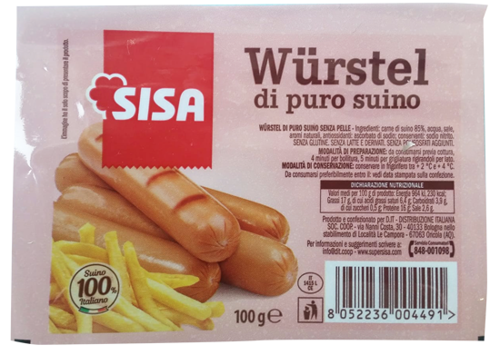 Immagine di SISA WURSTEL PURO SUINO GR.100