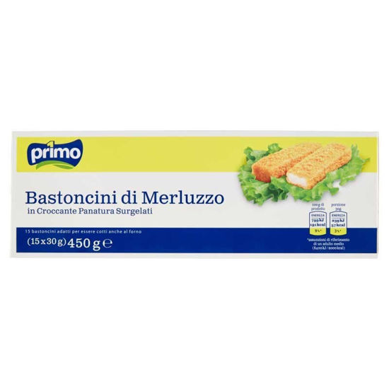 Immagine di PRIMO BASTONCINI DI MERLUZZO GR.450