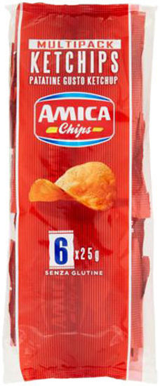 Immagine di AMICA CHIPS PATATINE GUSTO KETCHUP MULTIPACK GR.25X6
